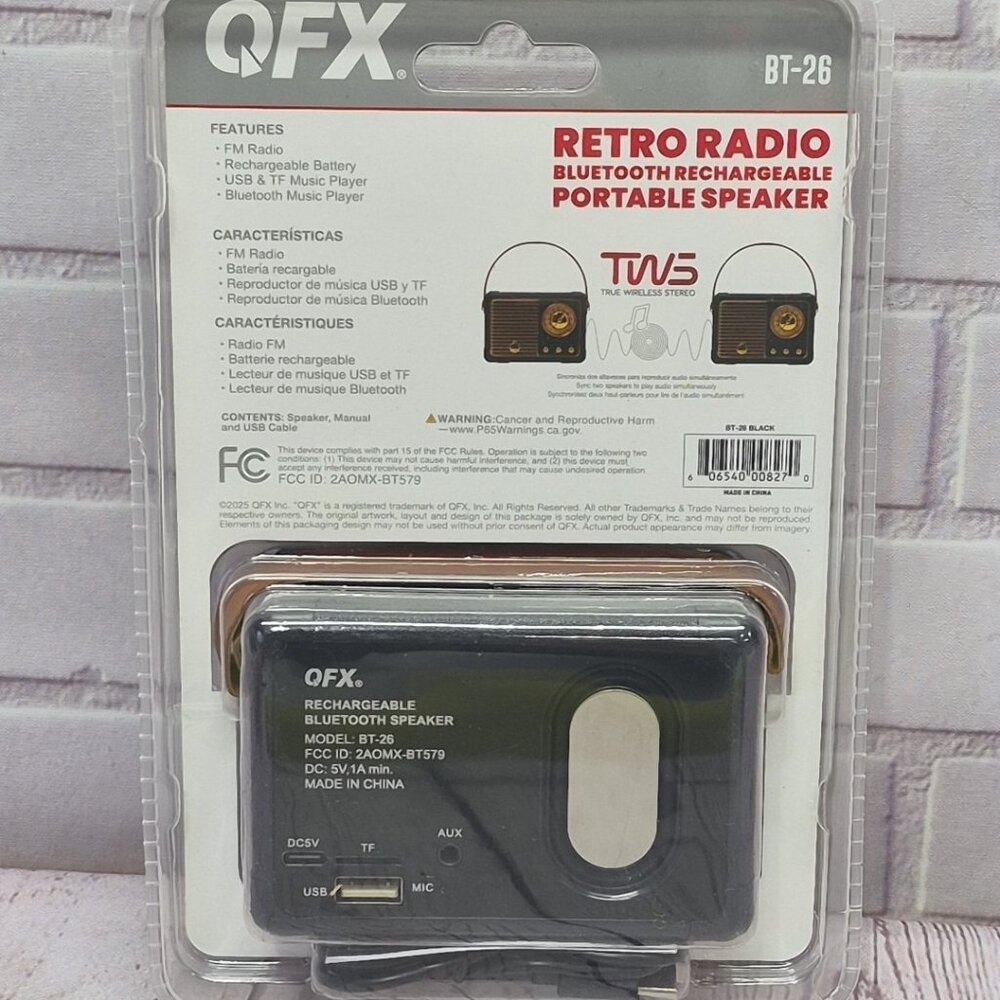 QFX VTG Throwback Bluetooth & FM Rechargeable Retro Radio - Picture 5 of 8